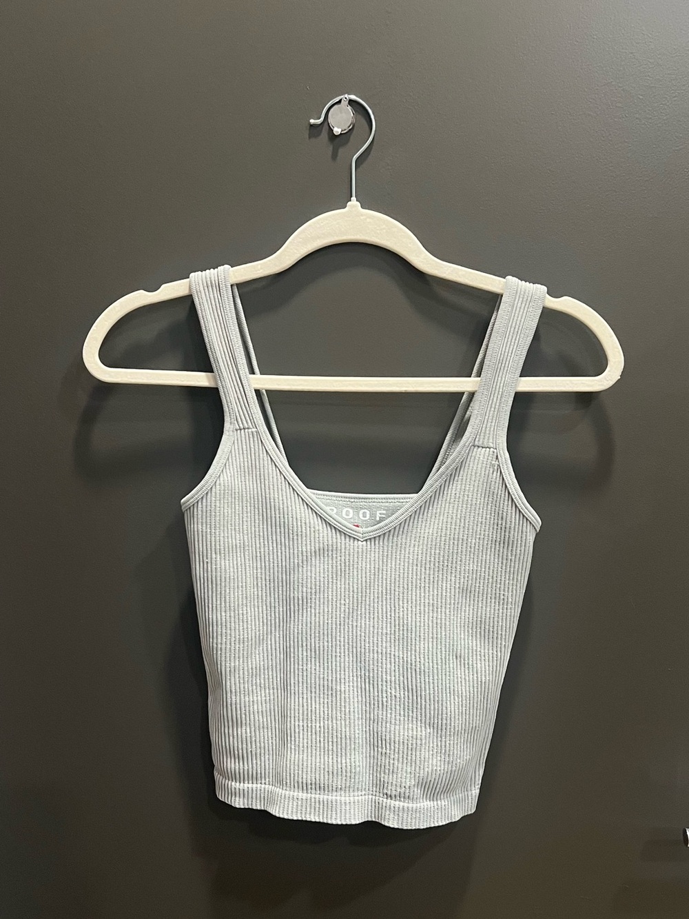 Poof New York Ribbed Cropped Tank – Light Blue – Size S/M